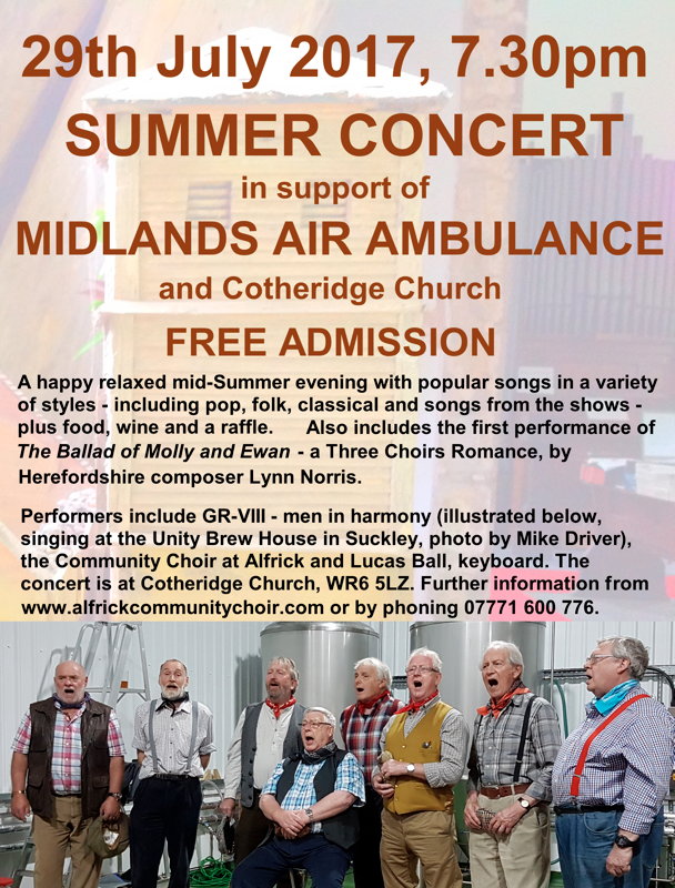 Summer Concert - 29th July 2017, 7.30pm at Cotheridge Church